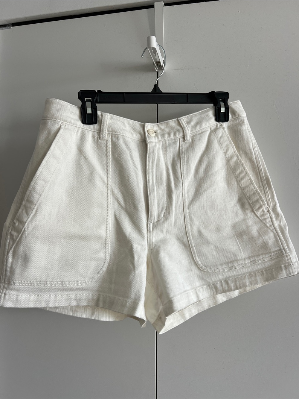 Quince Organic Stretch Cotton Twill Utility Shorts Ivory Size 14